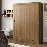 Guarda-roupa Solteiro Madesa Luke 2 Portas de Correr de Madeira - Rustic