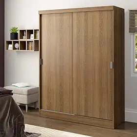 Guarda-roupa Solteiro Madesa Luke 2 Portas de Correr de Madeira - Rustic