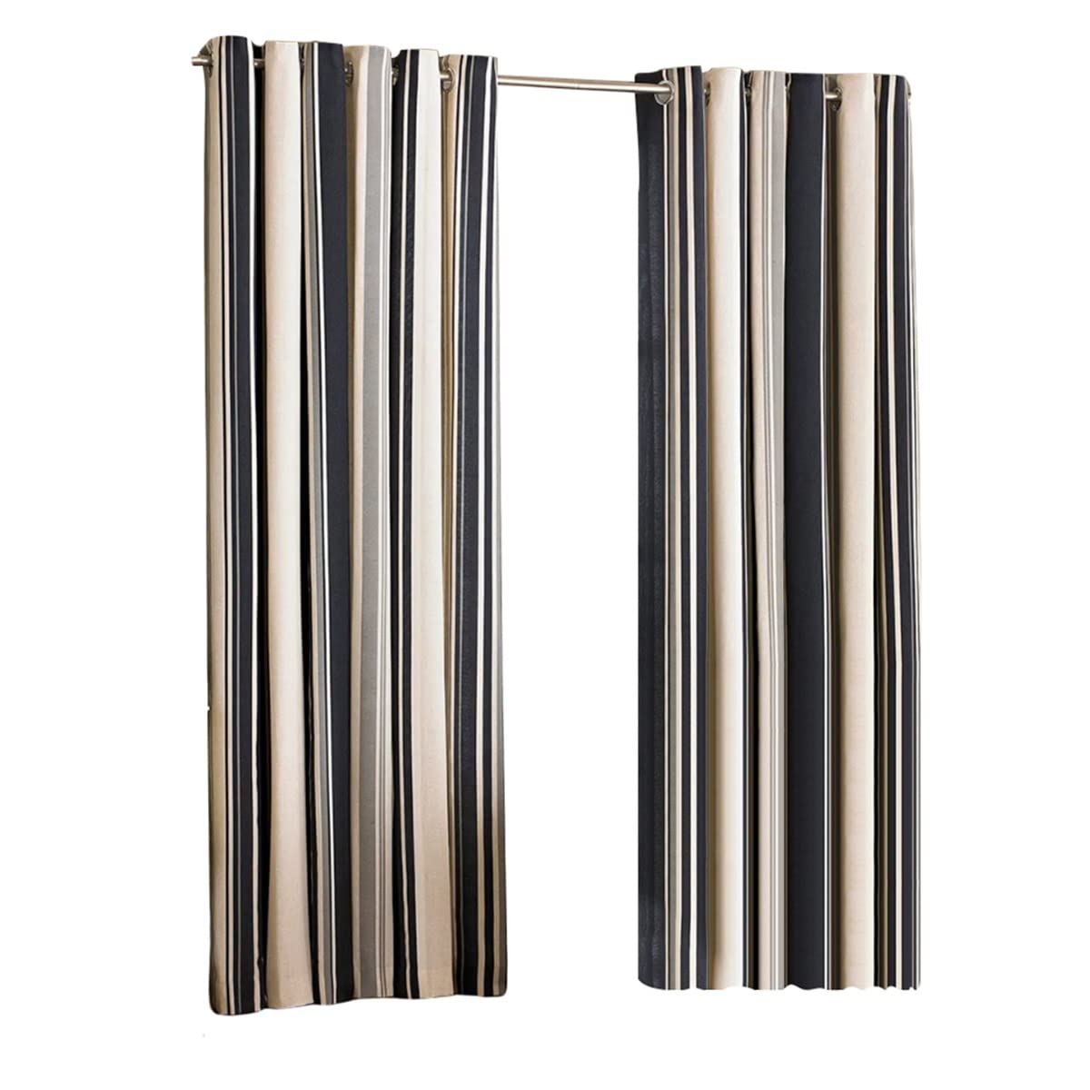 Riva Home Black Riva Paoletti Broadway Ringtop Eyelet Curtains (Pair) - Navy, Grey And Cream, 229 X 229Cm