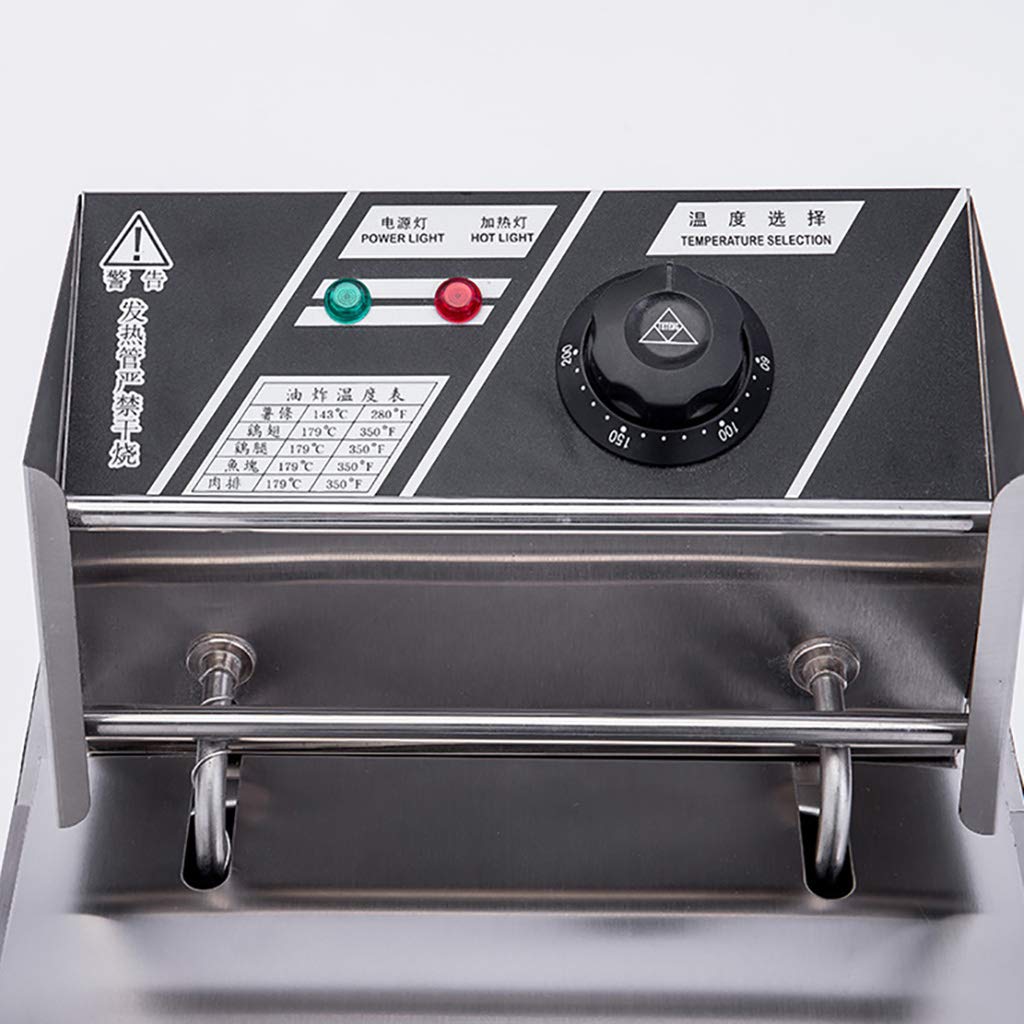 Freidora eléctrica Comercial de 10 l, de Acero Inoxidable, de una Sola Cesta, para Uso Industrial, para Restaurante, para freír Patatas Fritas caseras, Pollo y Patatas Fritas en la