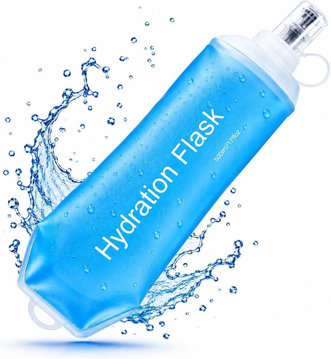 Collapsible Water Bottle,Foldable Flexible Soft Flask Running Water Bottle 500ml,Soft Flask for Hydration Running Vest,Soft Collapsible Water Bottle for Hydration Pack Cycling Marathon Runing Hiking
