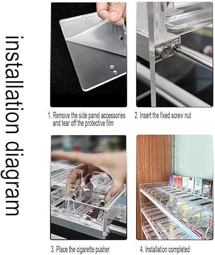 Miniatura 8 de Estantes de exhibición de tienda, empujadores de cigarrillos automáticos, soporte de exhibición de cigarrillos montado en la pared, caja de acrílico