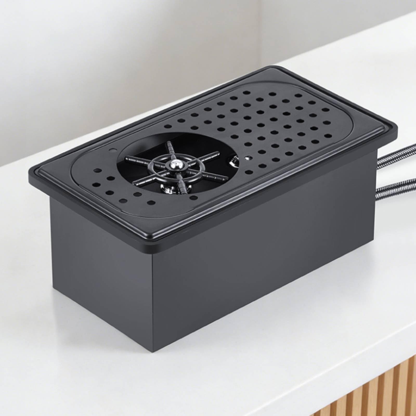 Lavabicchieri Bancone Acciaio Inox Risciacquo Rapido Lavabicchieri da Finitura Nera Accessorio Cucina per, Lavabicchieri Da Bancone Modello B