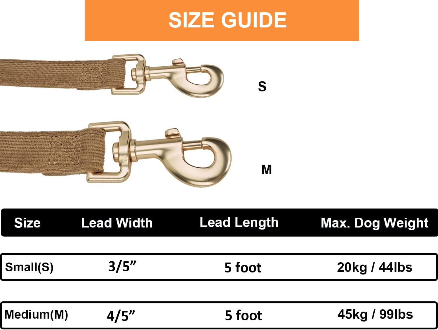 Correa de pana de algodón suave con cierre de metal dorado para perros pequeños, medianos y grandes, Correas para Perros, Correas Perros, café Brwon, collar a juego se vende por separado