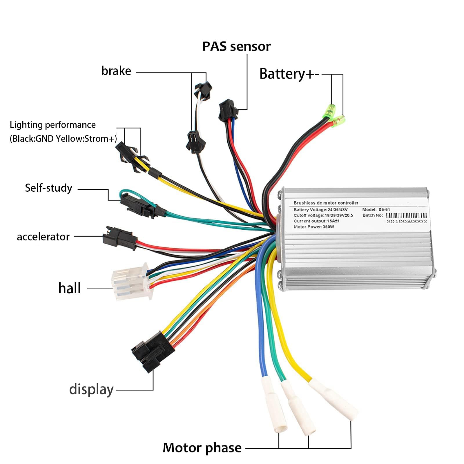 Kunray Contrôleur de Moteur brushless 24-48 V avec Affichage LCD - Contrôleur de vélo électrique Double Mode 24 V 17 A - pour vélo électrique - Kit de contrôleur sans balais