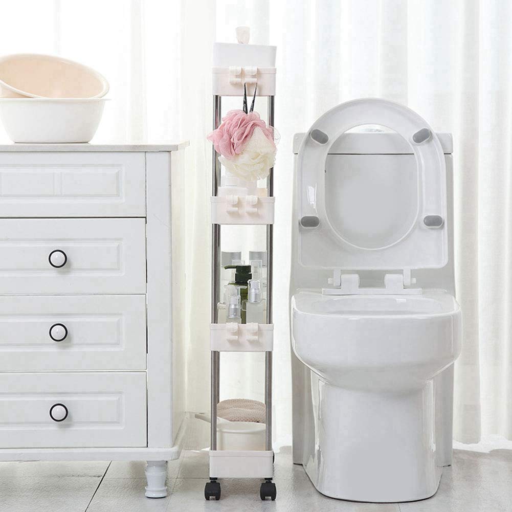 Scaffale portaoggetti da , organizer multistrato durevole per uso domestico, bianco, 3 strati, per bagno, , soggiorno (stile classico [bianco 4 ripiani]