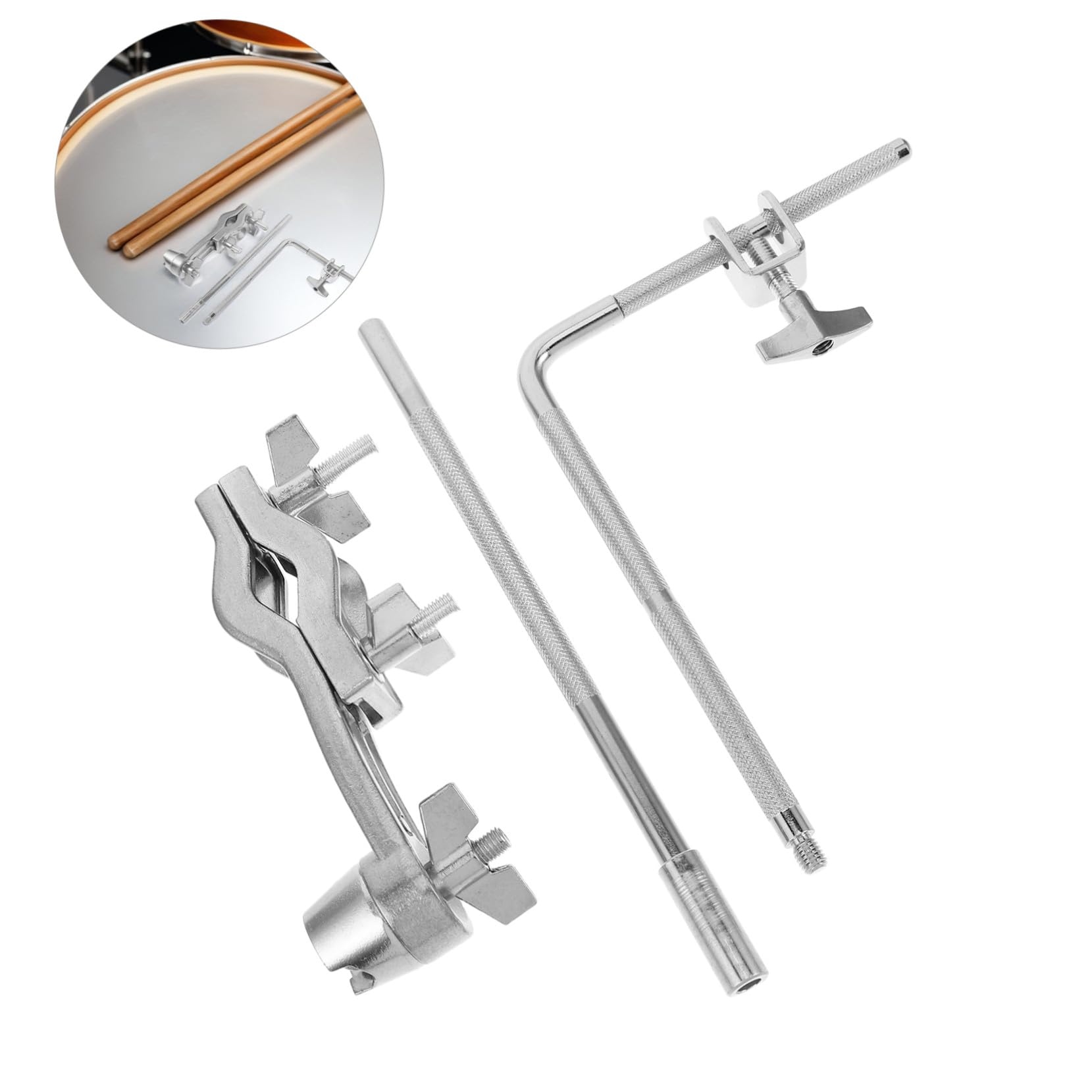 SUPVOX Supporto Per Batteria Jazz in Metallo Staffa Per Campanaccio Con Asta Morsetto Per Tom Clip Di Estensione Per Rack Per Batteria Accessorio Per Strumenti Percussione Per Studio e Li