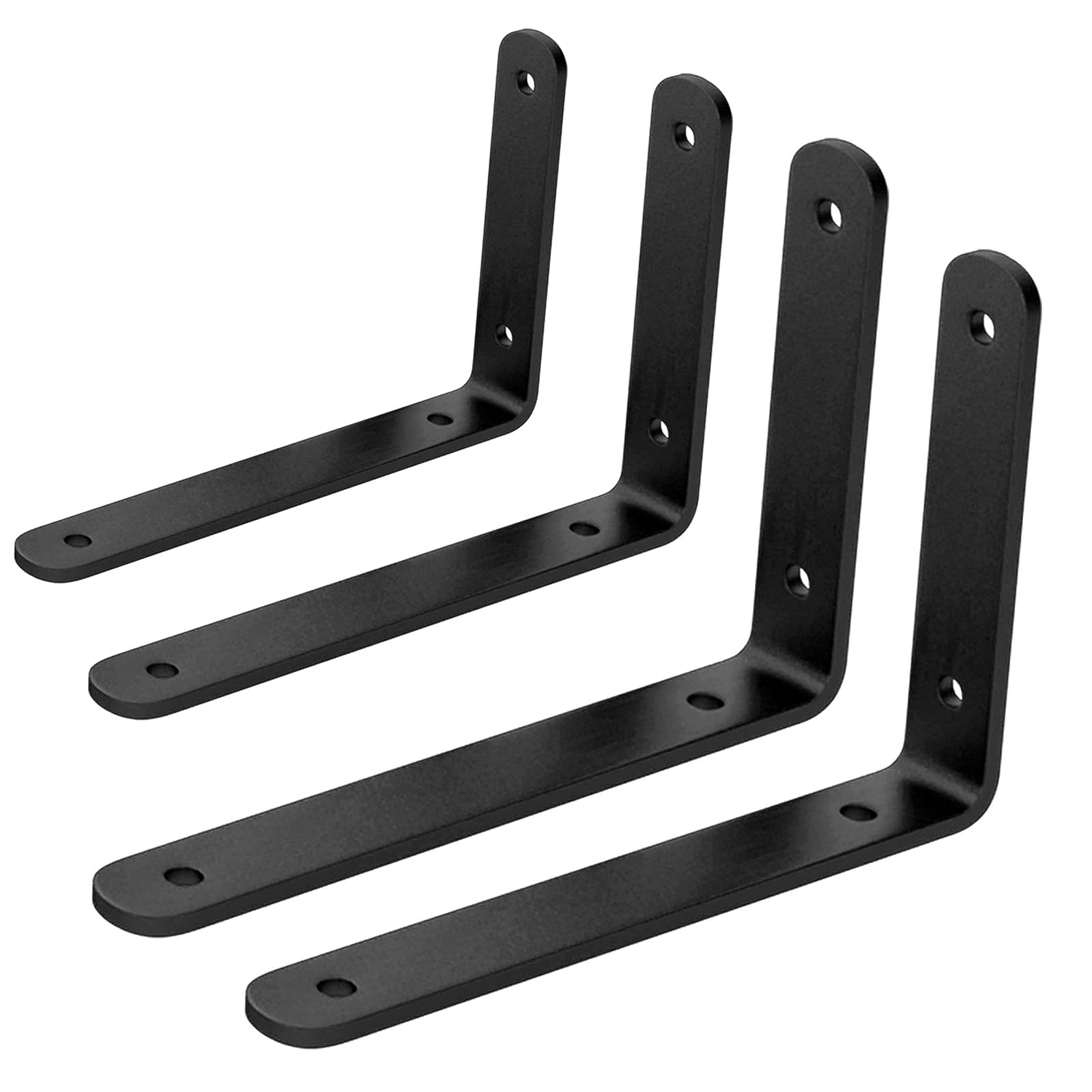 4 Pcs Escuadras Estanterias Metalicas, Soporte De Estante Flotante Negro, Espesar 4mm, Soportes Estanterias Oro, Soporte De Pared para Libros, Soporte Balda De Pared