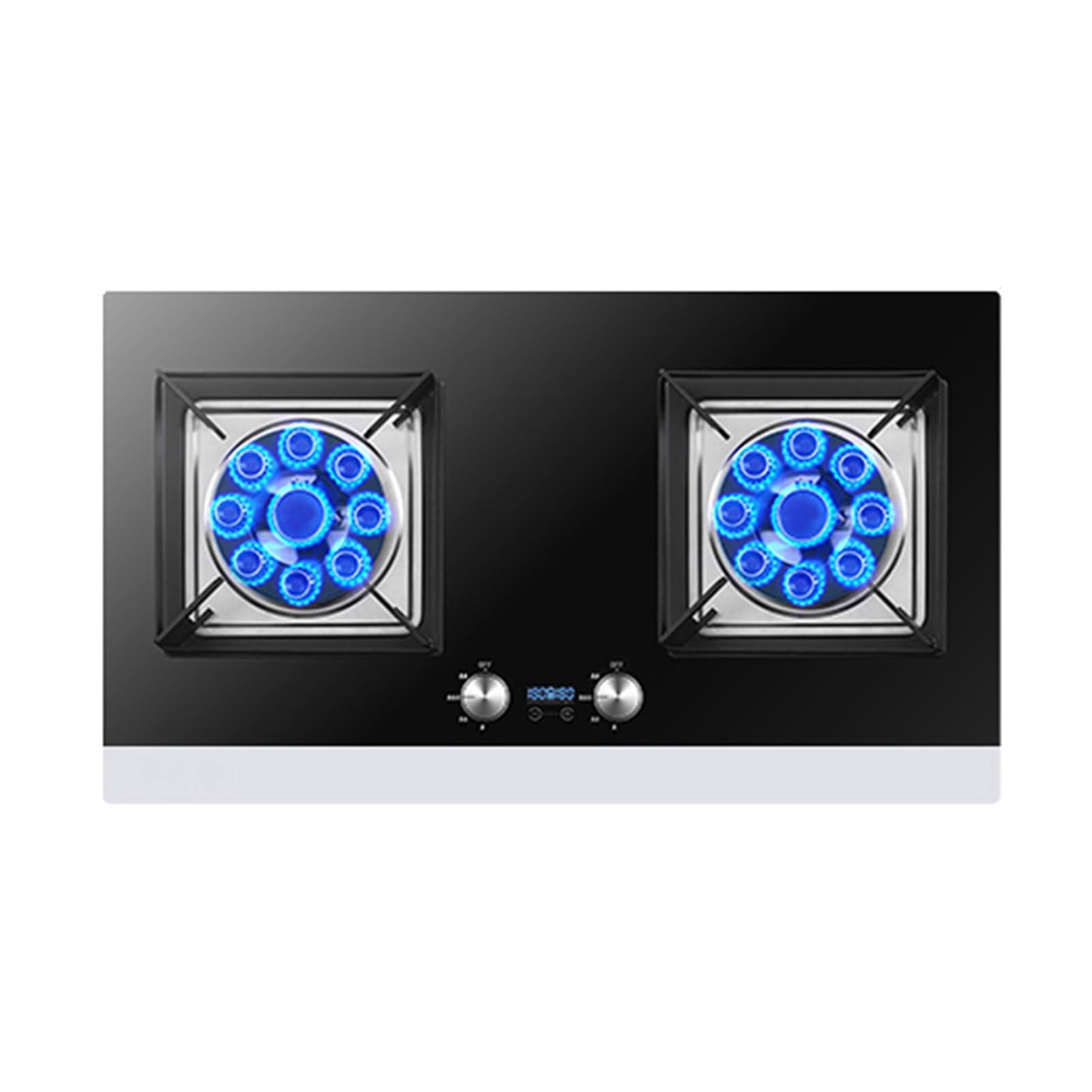 Cuisinière À Gaz 75 Cm 2 Feux, 5,2 KW 9 Cavités, Minuterie 180 Minutes (double Face Indépendante), Cache-pot En Fonte De Verre Trempé, Kit GPL/gaz Naturel(NG)