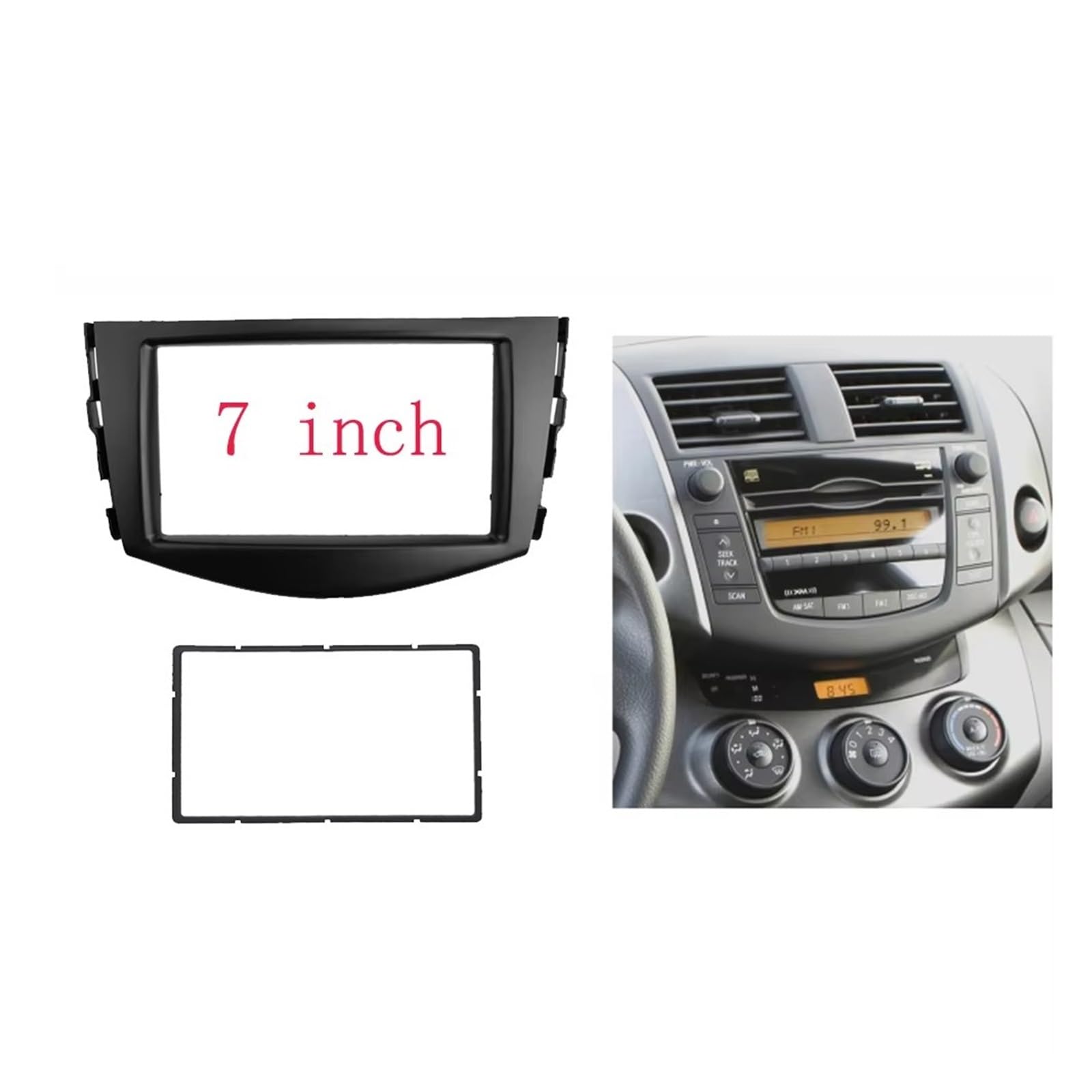 Ramka panelu radia samochodowego do Toyoty do Rav4 2006-2012, 2 DIN, DVD, panel stereo, zestaw montażowy, zestaw wykończeniowy, ramka czołowa, ramka do radia samochodowego (200 x 100 mm)