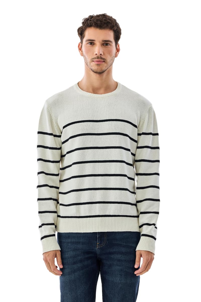 snitch Men's Sweater | Striped Crew Neck Pullover with Full Sleeves | 100% Soft Cotton Breathable & Lightweight Knitwear | Regular Fit Casual Winter Wear for Men-picture-26