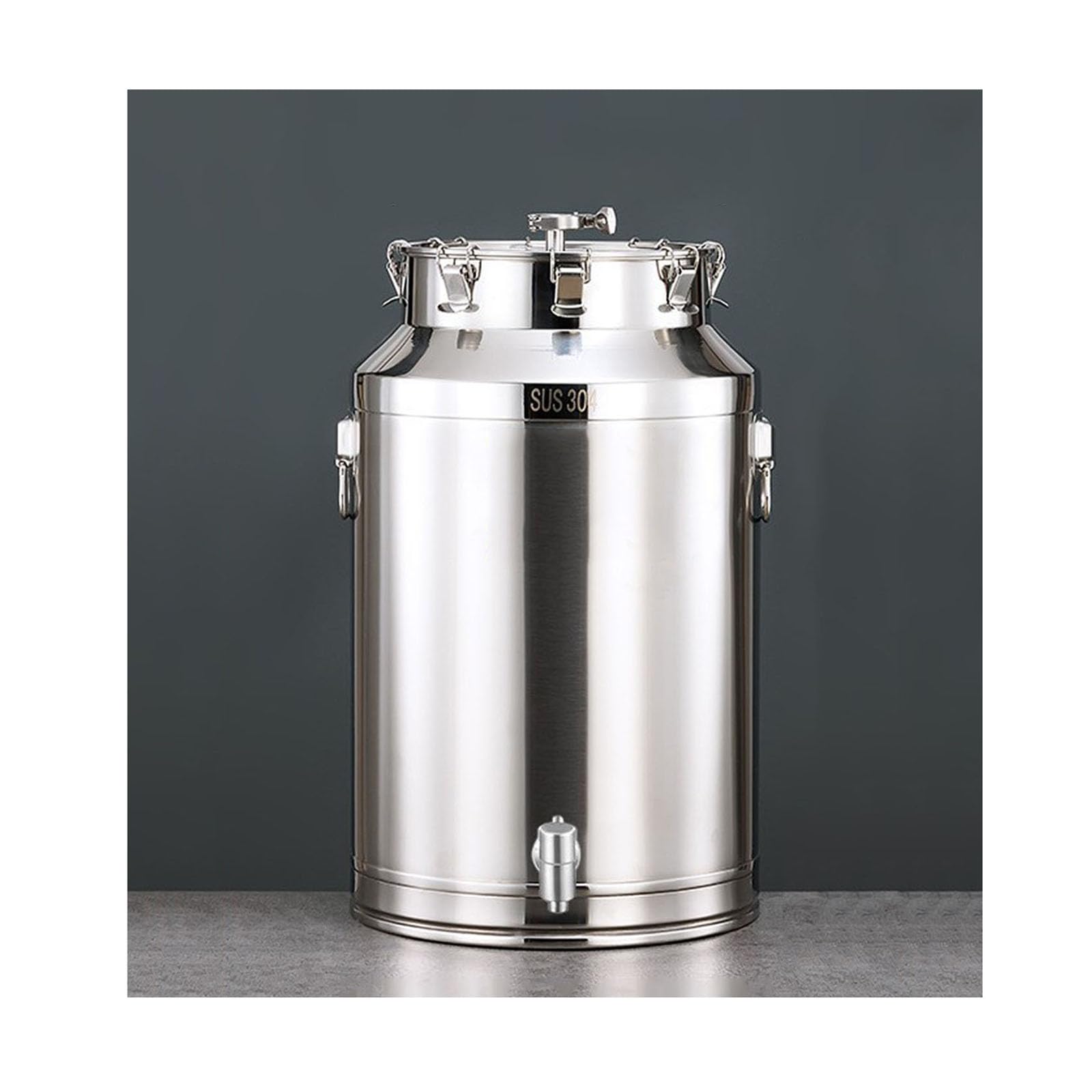 Tanque de fermentación de acero inoxidable sellado para leche con grifo de 15 125 L, contenedor de almacenamiento de leche casera, contenedor de transporte de 40 x 74 cm, ideal para elaboración