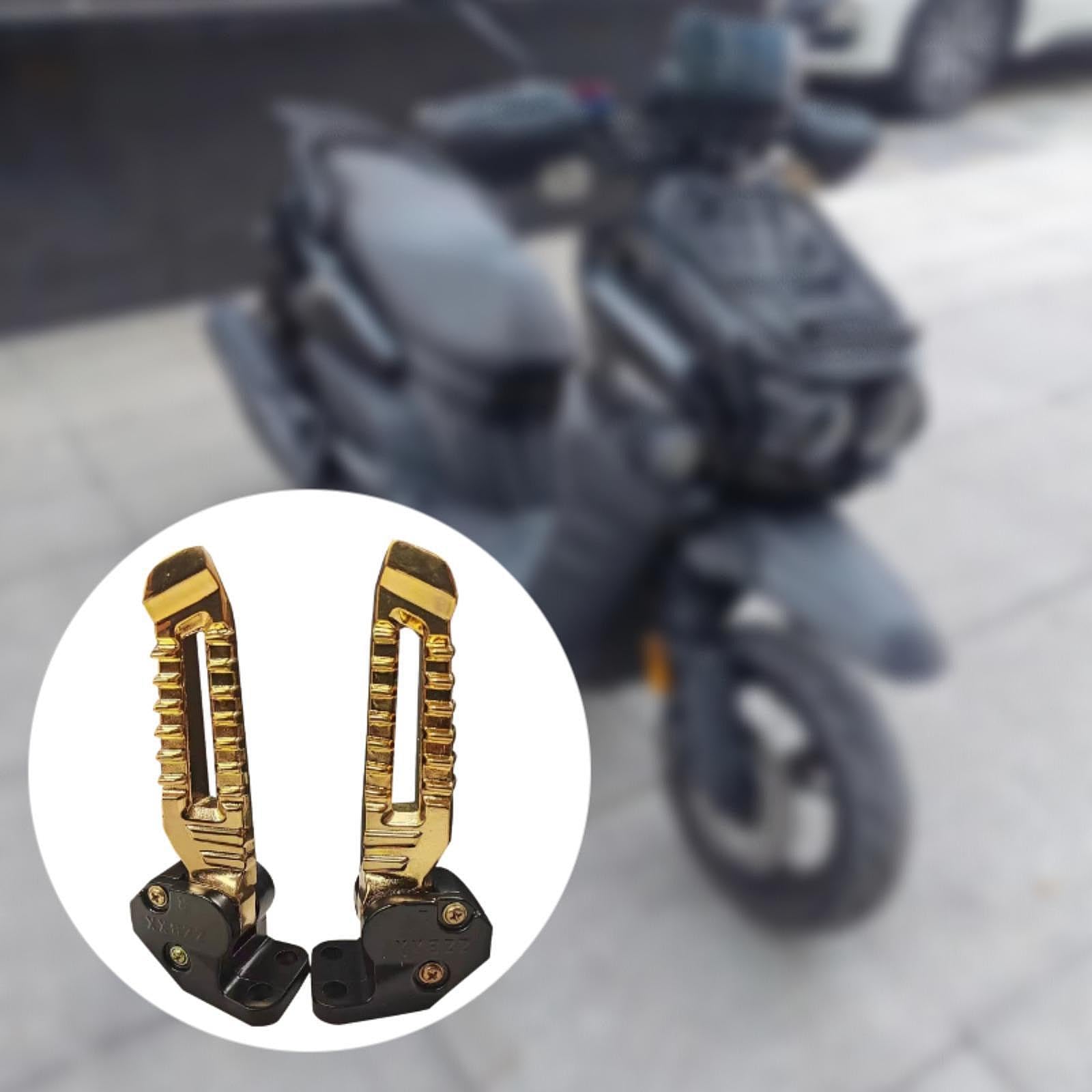 2 Stück Motorrad Fußrasten Faltbar Aluminium Fußstützen rutschfest Installation Reparaturteile für Motorradpflege Garage, Golden