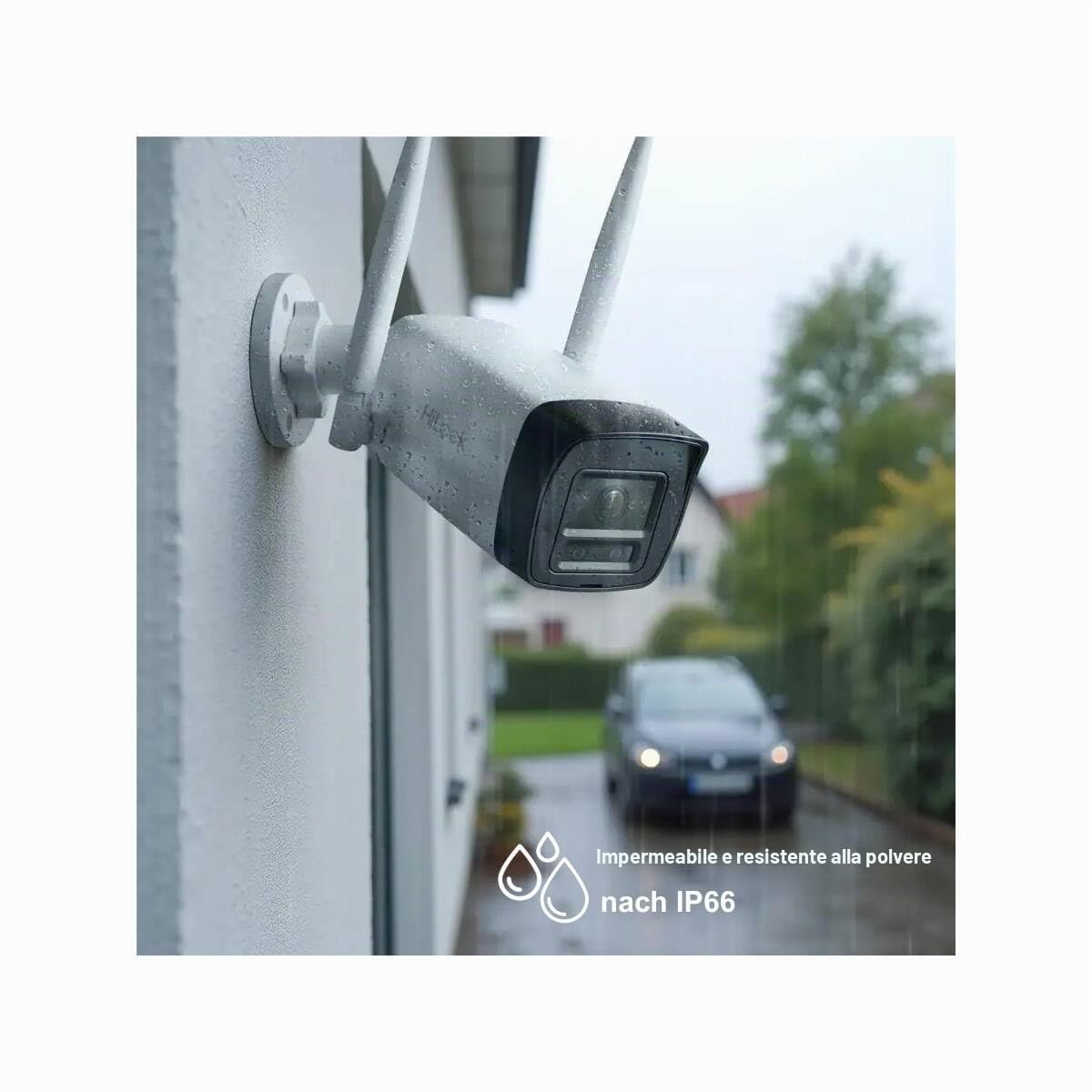 HiLook Set di telecamere di sorveglianza WLAN per esterni, bullet da 4 MP + telecamere PT Turret, WiFi NVS con slot micro SD, set completo per fotocamera esterna, riconoscimento umano e veicoli