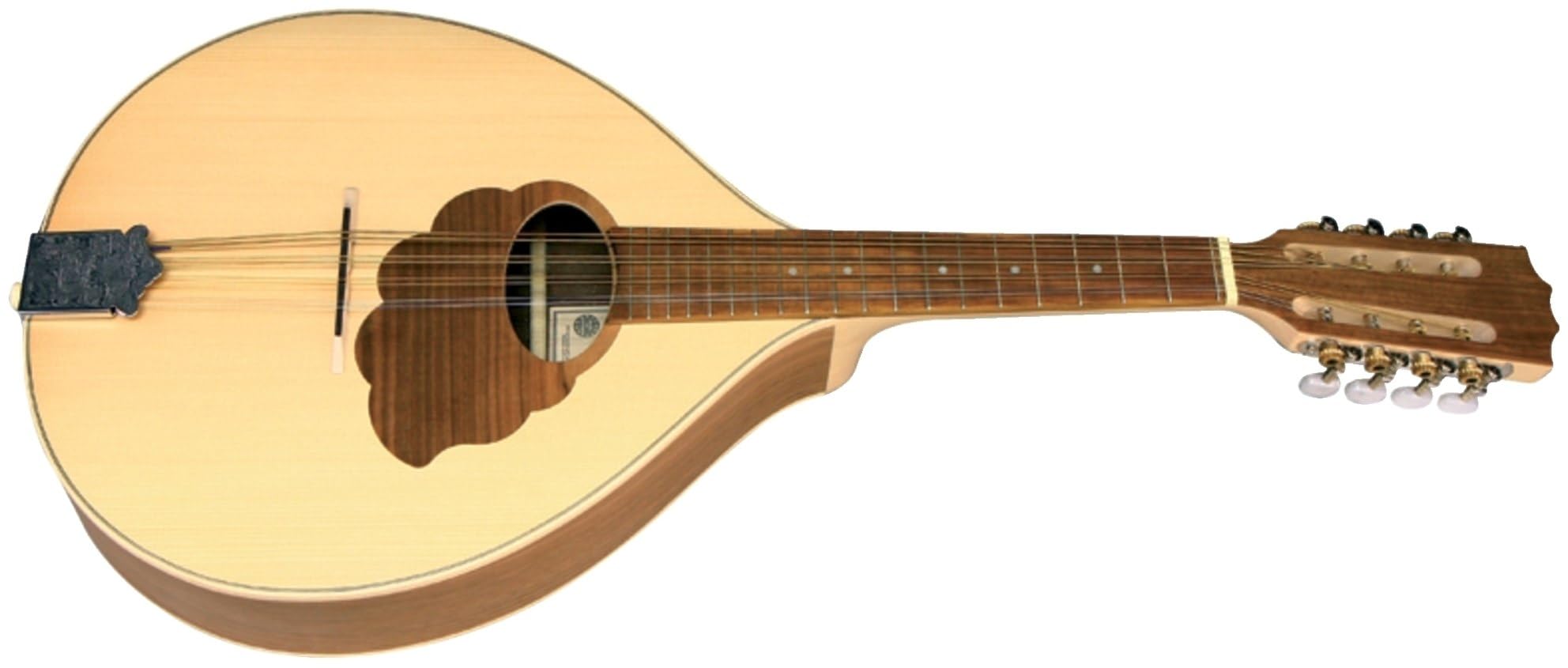 GEWA Mandola Pro Natura Silver - Mandola plate - Forme portugaise - Table en épicéa massif - Fond/éclisses en noyer - Plaque de jeu en bois incrustée - Fabriqué en Europe
