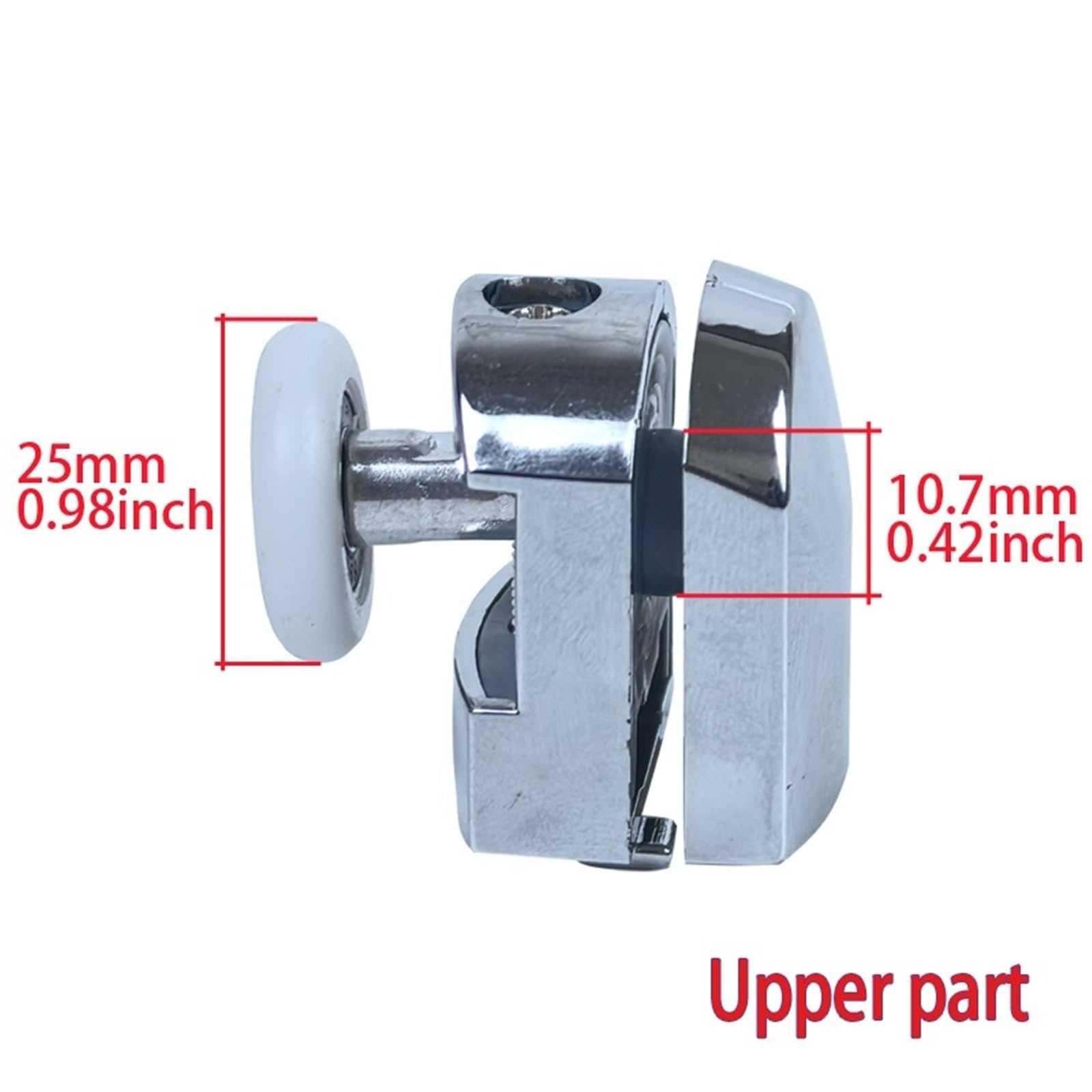 Duschkabinenrollen 4 Stück Duschtürrollen, Radläufer, Badezimmer-Schiebetürschienenrollen, 23 Mm 25 Einzelläufer-Duschtürrollen(25 upper part big)