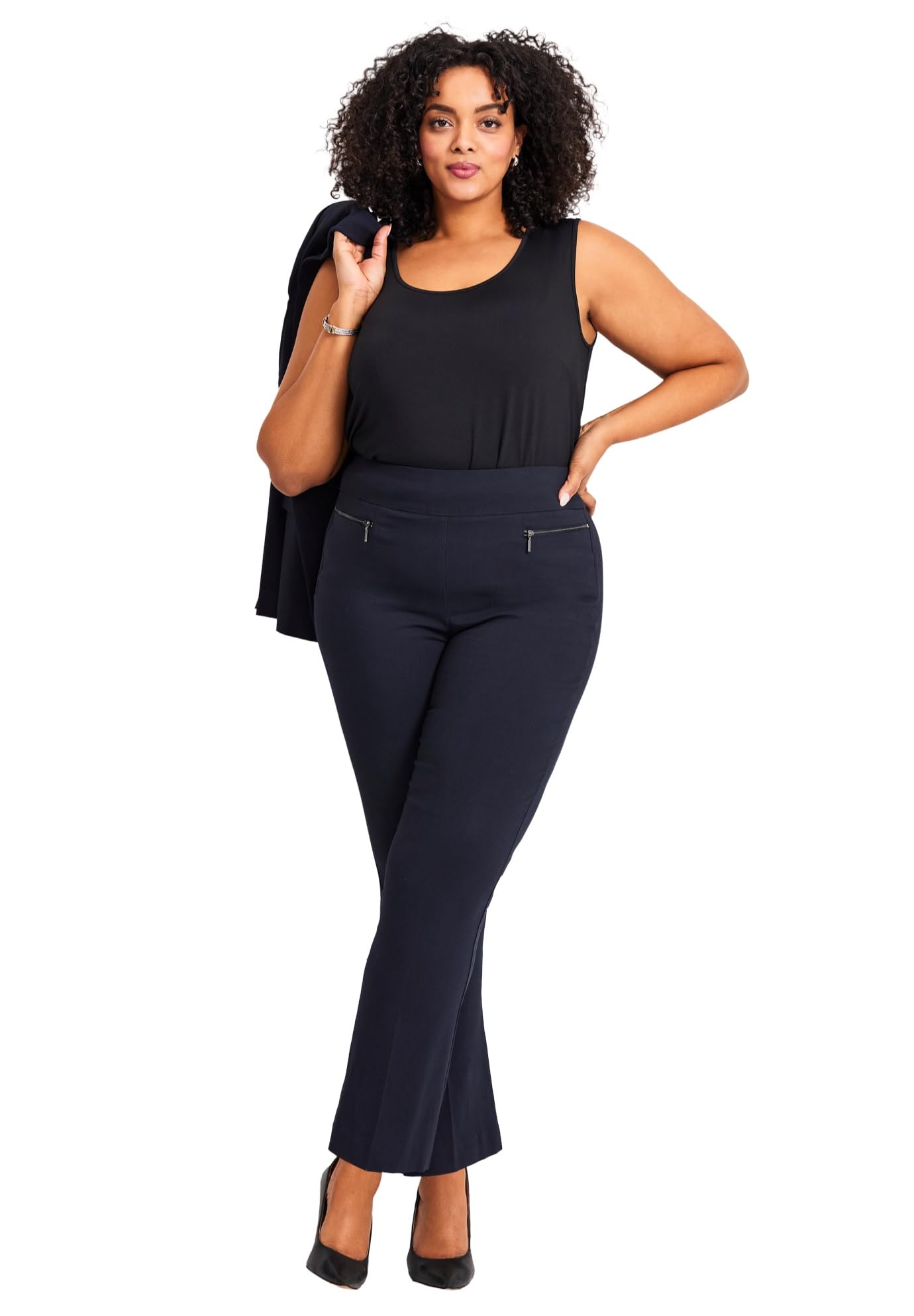 Avenue Womens Plus Size Super Stretch Zip Pant