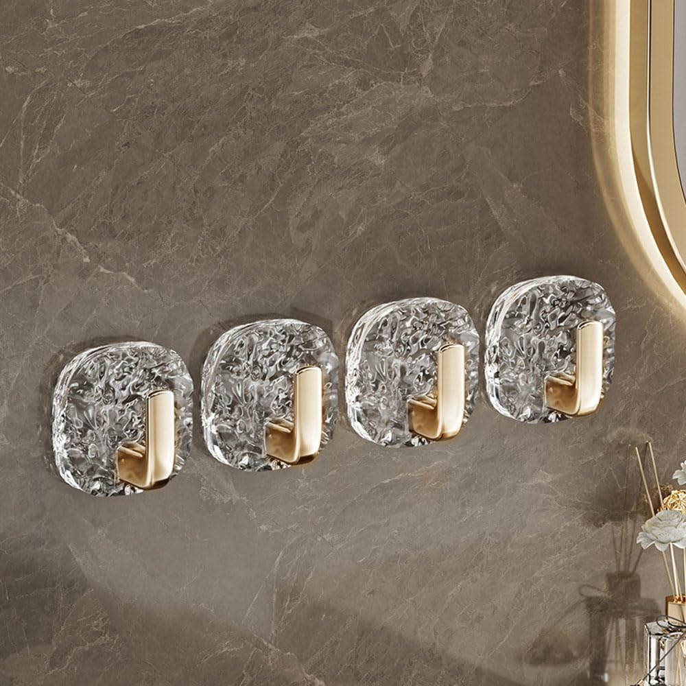 Punch-Free Wall Hook,4 PCS Heavy Duty Bathroom Towel Hook for Bathroom, Keys, Purses