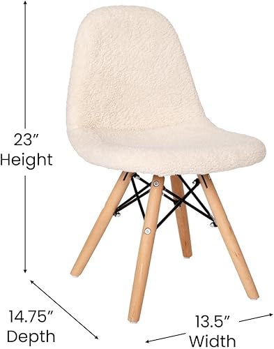 Miniatura 3 de Flash Furniture Zula - Silla moderna acolchada de piel de oveja sintética para niños, tapizado acolchado de piel de oveja sintética color blanco