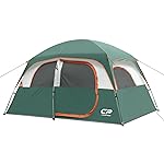 CAMPROS CP Tent-6-Person-Camping-Tents, Waterproof Windproof Family Tent with Top Rainfly, 4 Large Mesh Windows, Double Layer, Easy Set Up, Portable with Carry Bag (Dark Green)