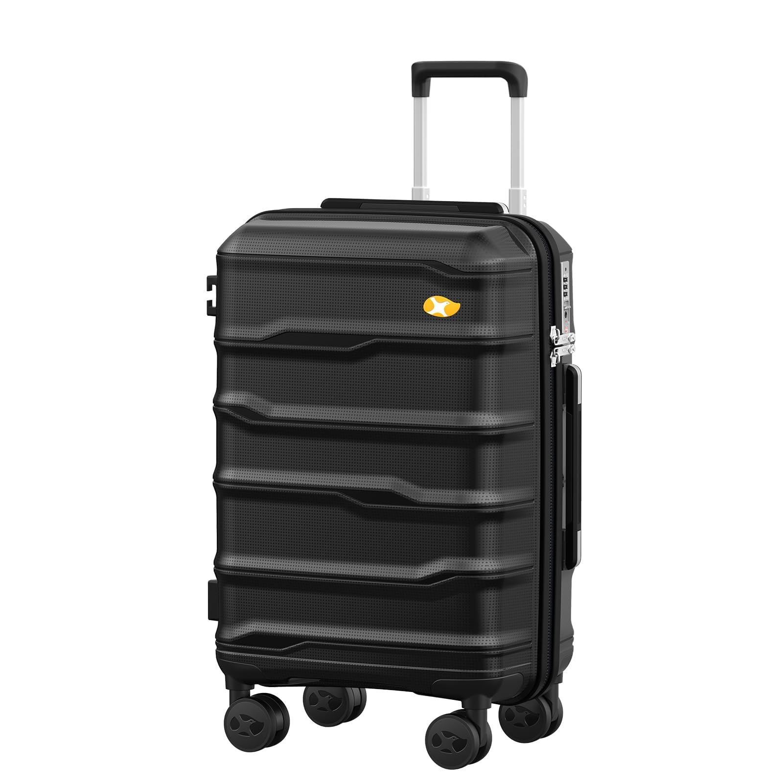 MGOB Valigia Bagaglio a Mano PP(Polipropilene) 40L Trolley Rigida Valigie da Cabina Spinner e TSA Lucchetto 55x36x20cm, Nero