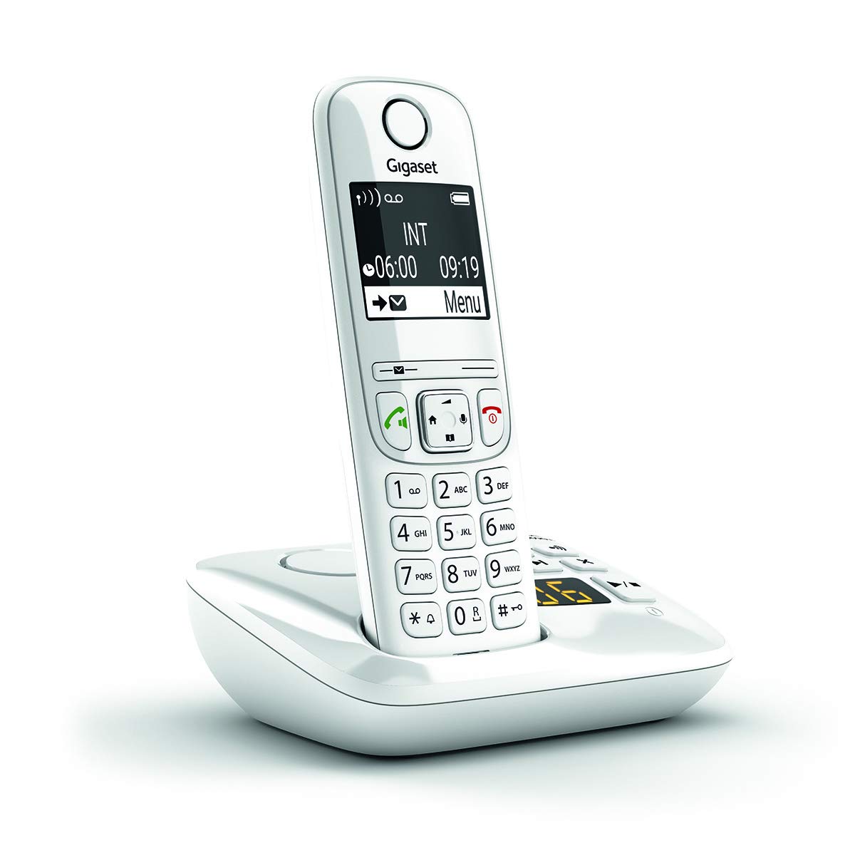 Gigaset AS690A Trio - Telefono fisso wireless con segreteria telefonica, 3 combinati con ampio display retroilluminato per un display ultra leggibile, funzione blocco chiamate, colore: bianco