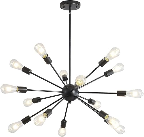 Mid-Century Sputnik Candelabros de 15 luces, moderna lámpara de techo semiempotrada, lámparas colgantes industriales retro para cocina, sala de