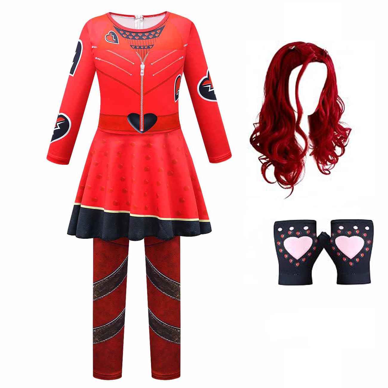 Costume da bambina con parrucca 3D per Halloween