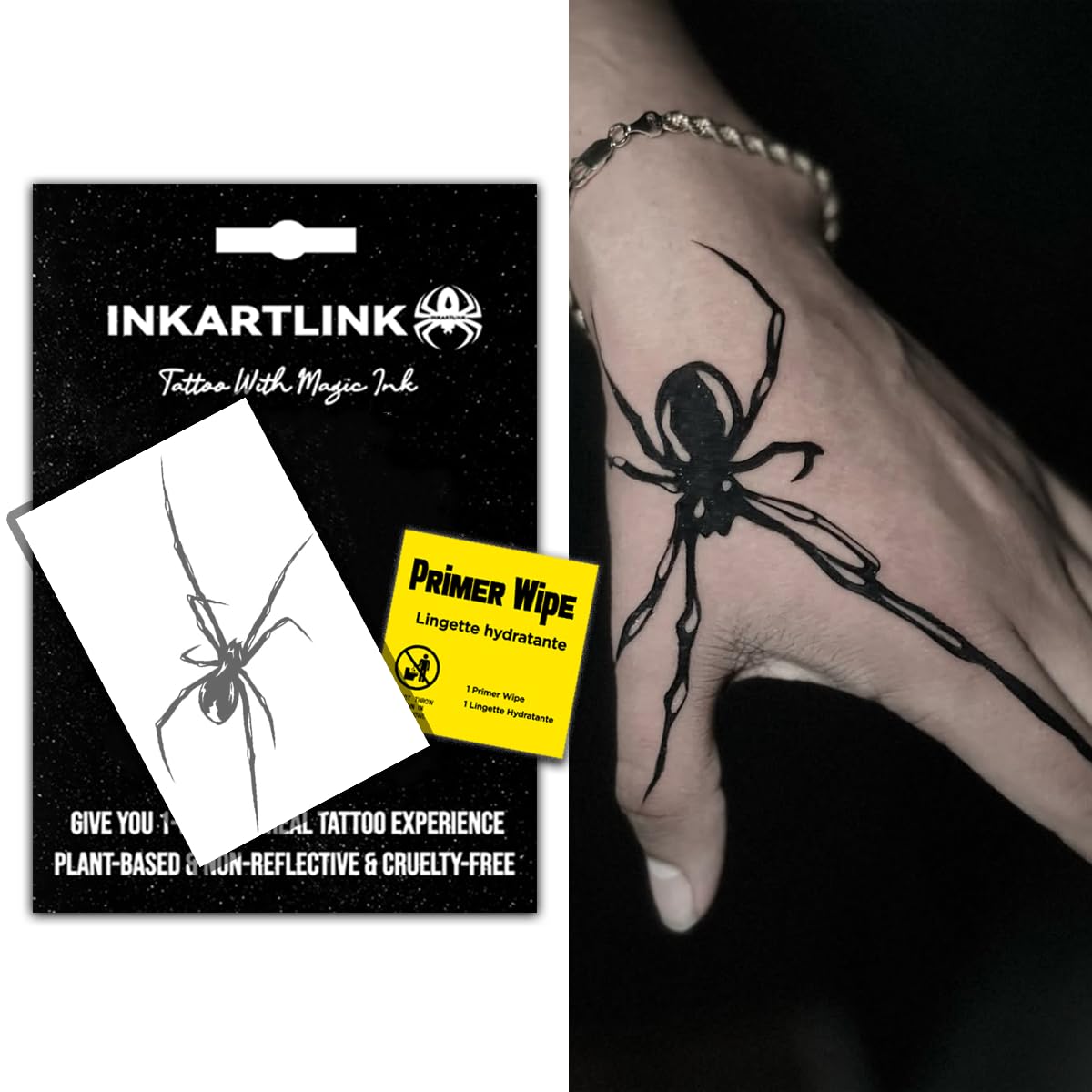 INKARTLINK semi-permanent tattoos, realistic tattoos, spider tattoos for cool boys and girls, beautifully packaged, uniquely designed, waterproof, cruelty-free, non-reflective(Spider 2)