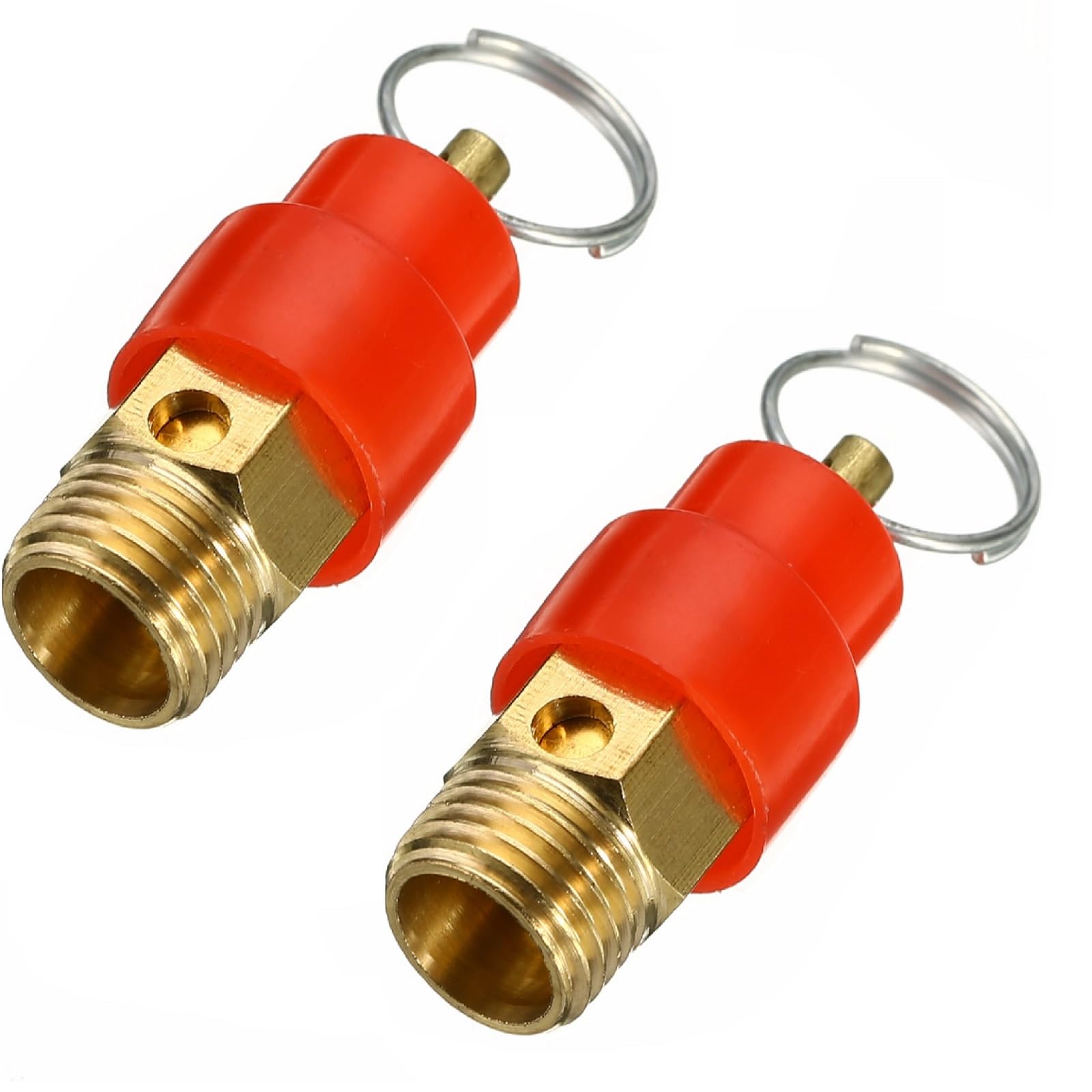 2 Pcs Air Compressor Safety Relief Valve, BSP 1/4" Safety Valves with Red Cap, Pressure Relief Valve Brass Construction Accessories