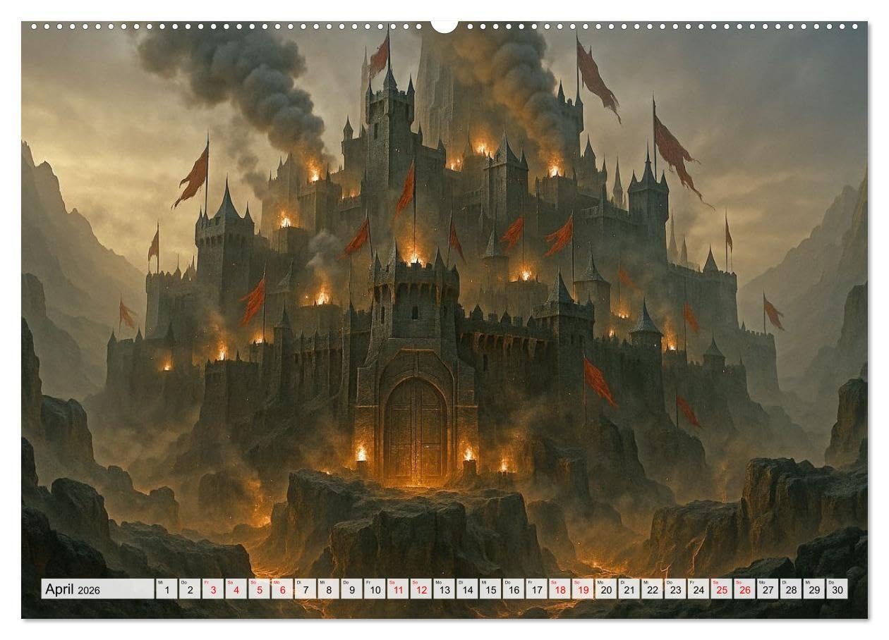 Erbe der Orks. Feuer und Schatten (hochwertiger Premium Wandkalender 2026 DIN A2 quer), Kunstdruck in Hochglanz: Eine bildgewaltige Reise in die Welt ... - rau, mystisch und erhaben. (CALVENDO Kunst)