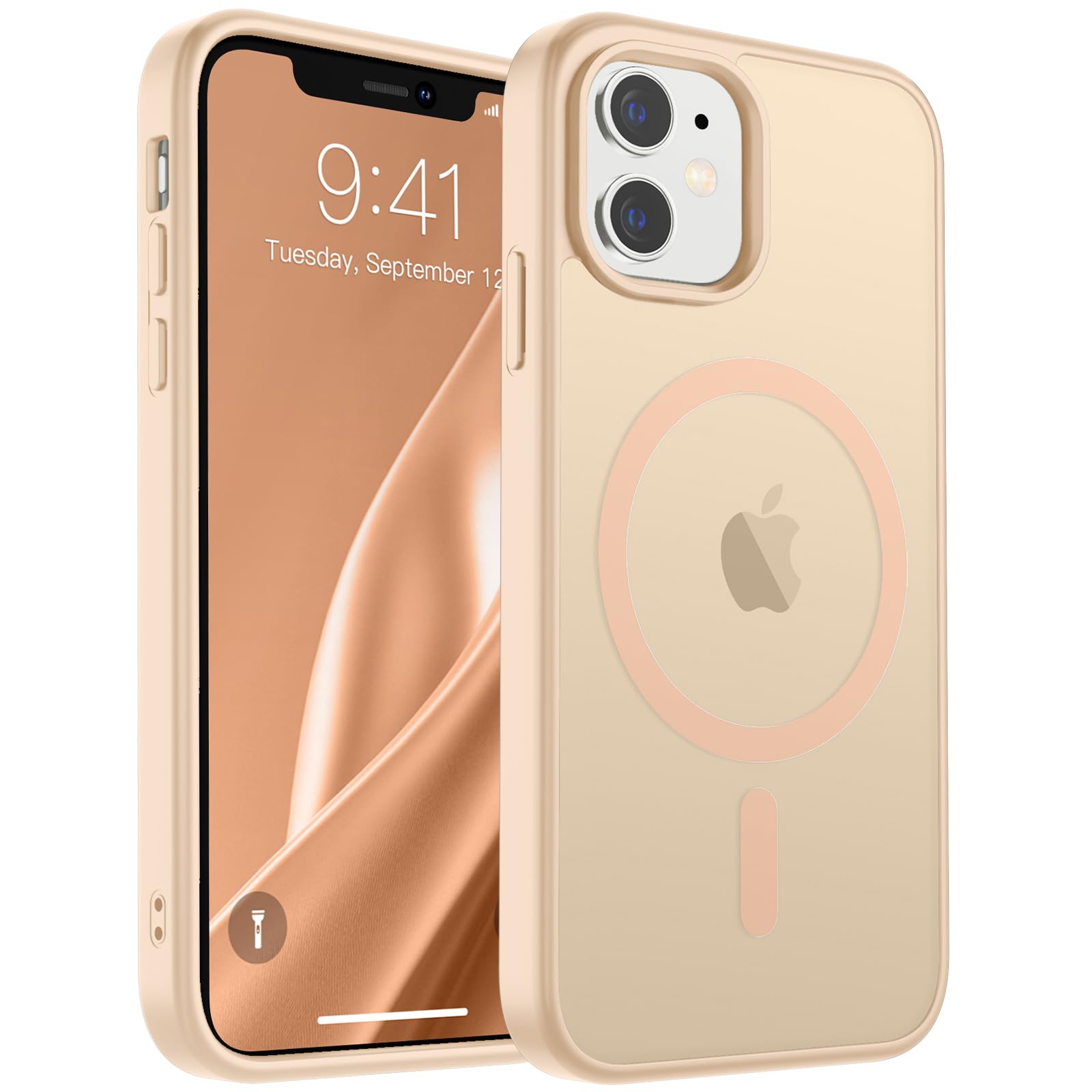 SUPFINE Magnetic for iPhone 11 Case (Compatible with MagSafe) (Military Grade Drop Protection) Slim Translucent Matte Shockproof with Anti-Fingerprint Phone Case,Sand Pink