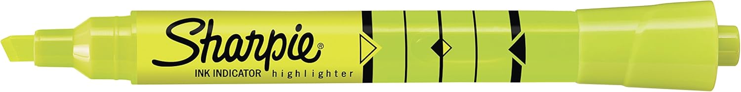 Sharpie Ink Indicator Tank Highlighters, Chisel Tip, Fluorescent Yellow, 12 Count (2021193) : Office Products