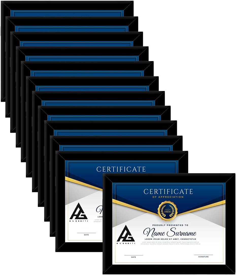 AG CraftsPhoto Frame A4 Size For Wall Picture Frame For Home and Office Decoration (12 Set Photo Frame) (Black),Wood;Glass