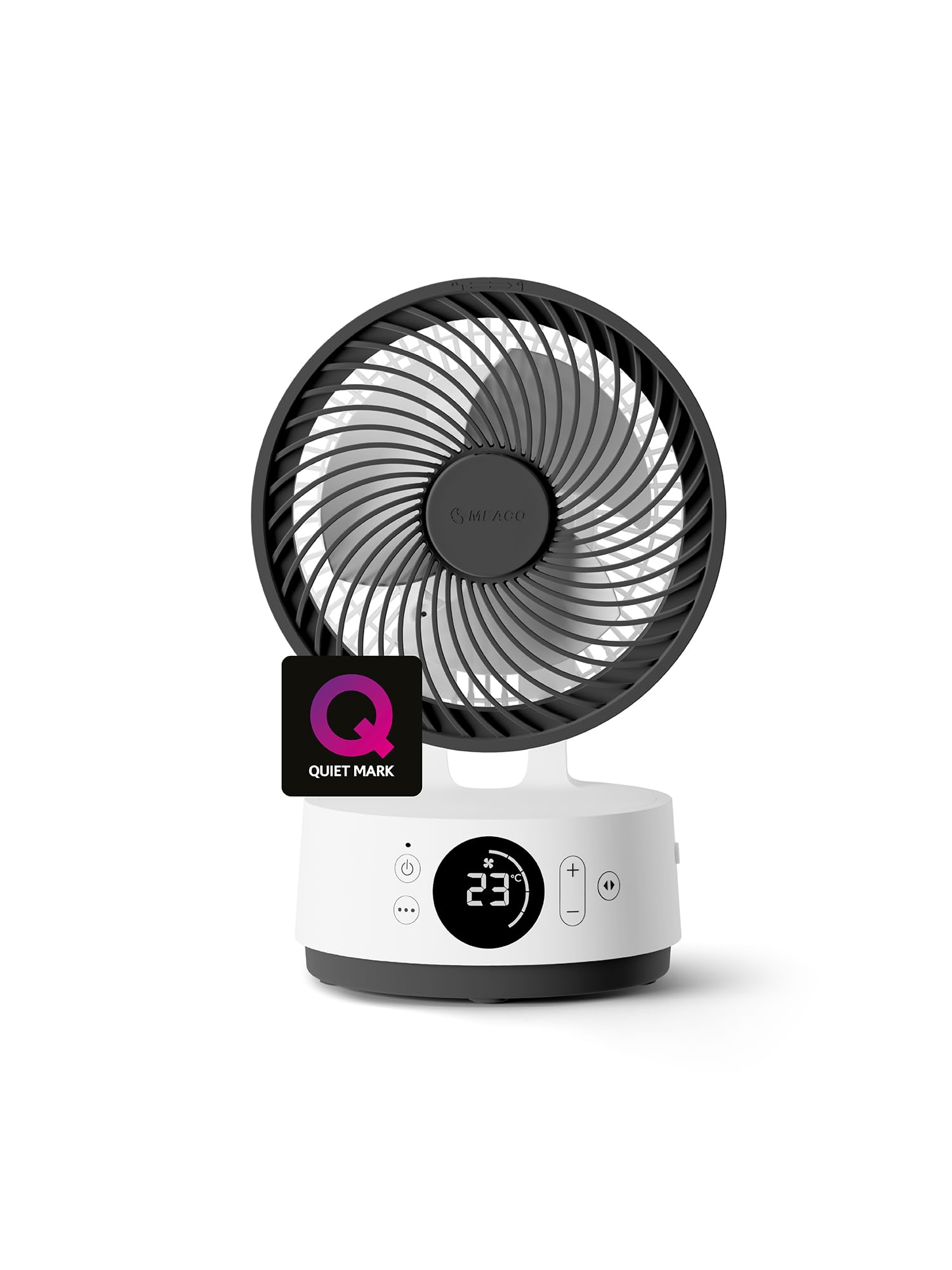 Meaco Fan Sefte® Tragbarer Akku-Luftzirkulator, 15,2 cm, 12 Geschwindigkeiten, 22 dB ultra-leise, kabellos, oszillierender Tischventilator, wiederaufladbar + Fernbedienung, 26 Stunden Laufzeit, 16 m