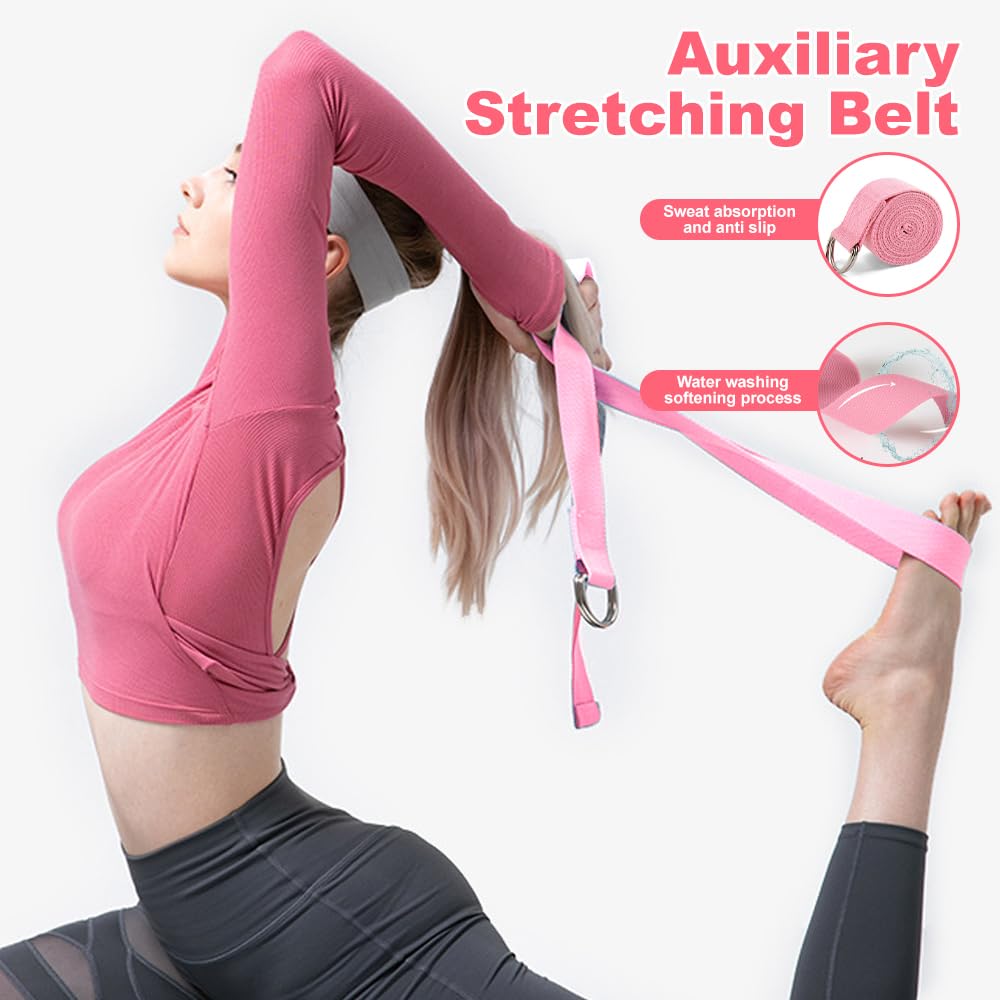 Set di Anelli per Pilates, 5PCS Kit di Anelli per Pilates, Pilates Essentials Kit, Inclusi L'anello Di Pilates, Cerchia di Pilates, Palla Yoga, Cinghia Yoga E Fascia Fitness, per Esercizi, Rosa