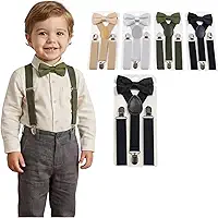 kit Clássico Infantil de Suspensório e Gravata Borboleta Ajustável com Clipes Metálicos uma Gravata com Regulagem Ideal para Casamentos Pajens e Festas Aniversario Elegante Casual