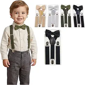 kit Clássico Infantil de Suspensório e Gravata Borboleta Ajustável com Clipes Metálicos uma Gravata com Regulagem Ideal para Casamentos Pajens e Festas Aniversario Elegante Casual