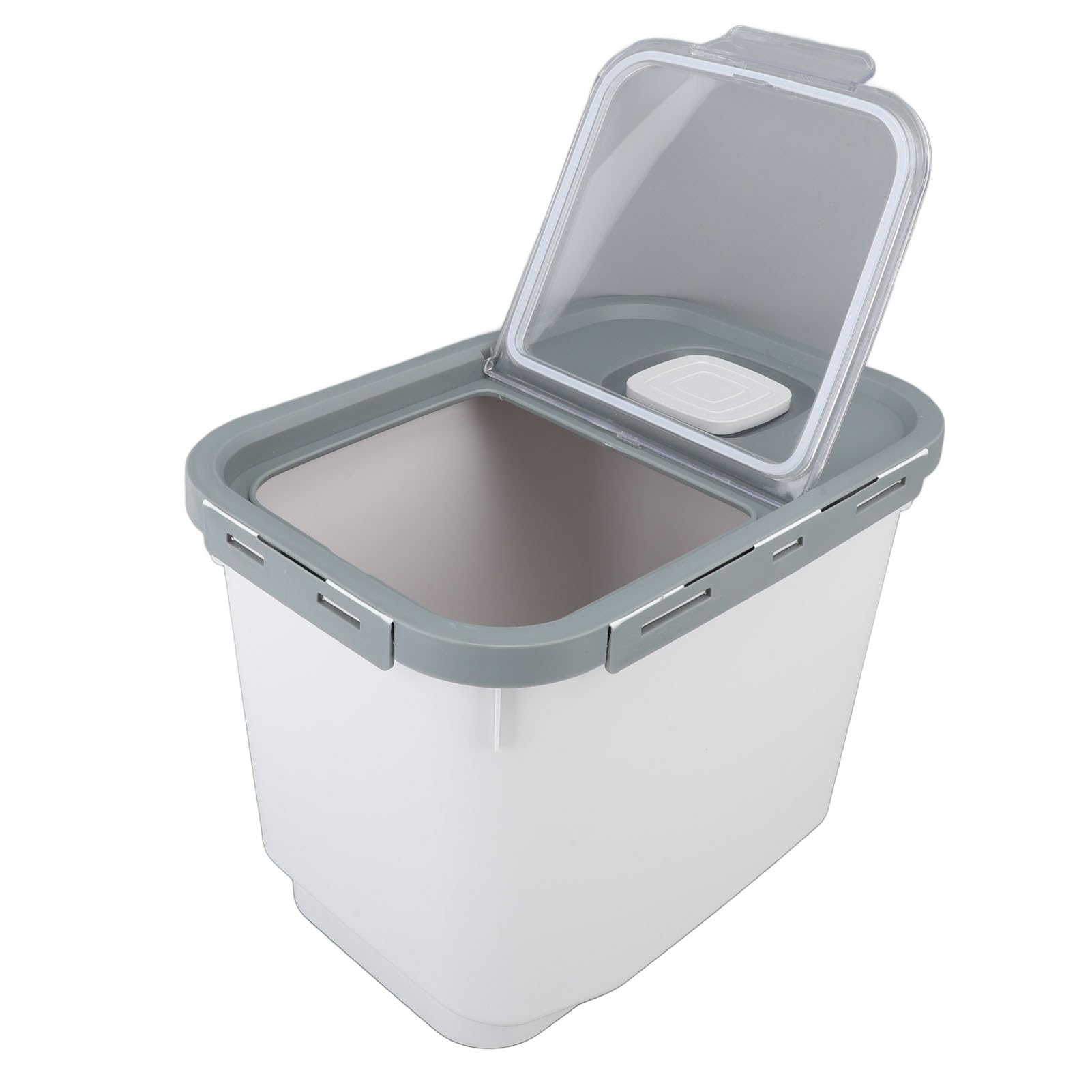 GOWENIC Contenitore per Riso Trasparente di Grande capacità con Ruote |Contenitore per Farina con Chiusura Ermetica da 22 Libbre, Durevole in PP per Uso Alimentare per l'organizzazione della (WHITE)