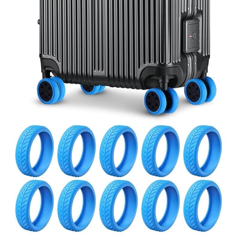Luggage Wheel Covers for Suitcase-10 PCS Suitcase Cover Luggage Protectors for Most 8 Spinner Suitcases Office Chair Caster (Blue)2