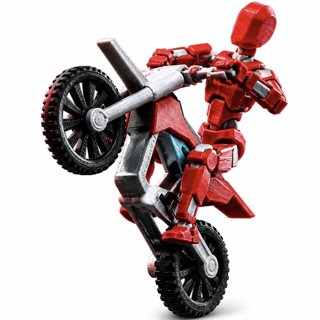 ONNGEO Red Rider Dummy 13 Robot Action Figure with Weapons, Brown and Black, 5.25 Inch, Articulated Joints, Plastic, Modern Robot Theme (Motorcycle)-image-42