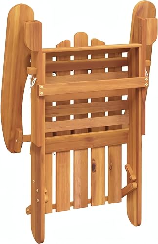 Miniatura 3 de Penau Adirondack Garden Chair Foldable Solid Acacia Wood Outdoor Armchair, Oiled Finish Rustic Brown, Single Seat Slanted Back Wide Arms Footrest,