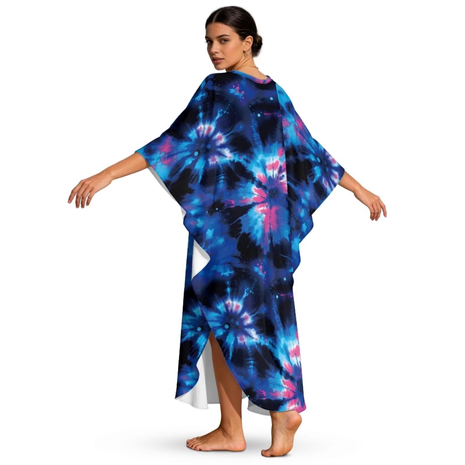 Poceacles Caftans dla kobiet okrycie plażowe plus size kaftan sukienki strój kąpielowy okrycie kąpielowe rękaw nietoperz dekolt w serek odzież kurortowa