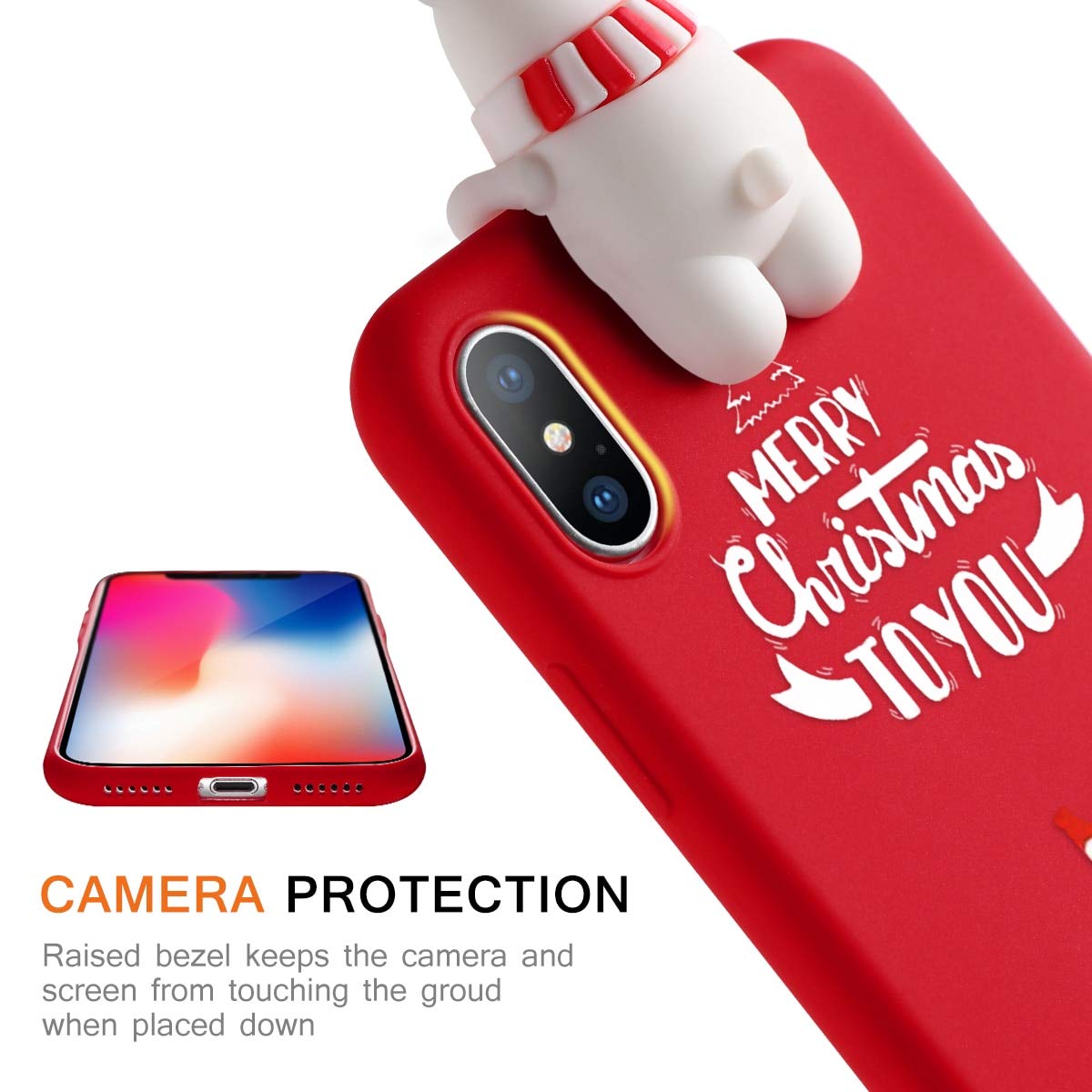 Yoedge Natale Cover Compatibile Con IPhone SE 2022/SE 2020/7/8 4,7,Custodia Silicone Ultra Sottile Rosso Con Cartoon Natalizie Disegni,Morbida