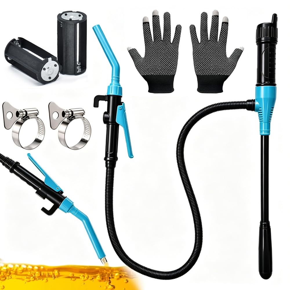 Pompe Electrique Carburant- Alimenté par Batterie, 2,4 GPM (9 L/min) Pompe de Transfert Carburant, Pompe Essence Électrique, pour Essence, Diesel, Huile Moteur, Carburants