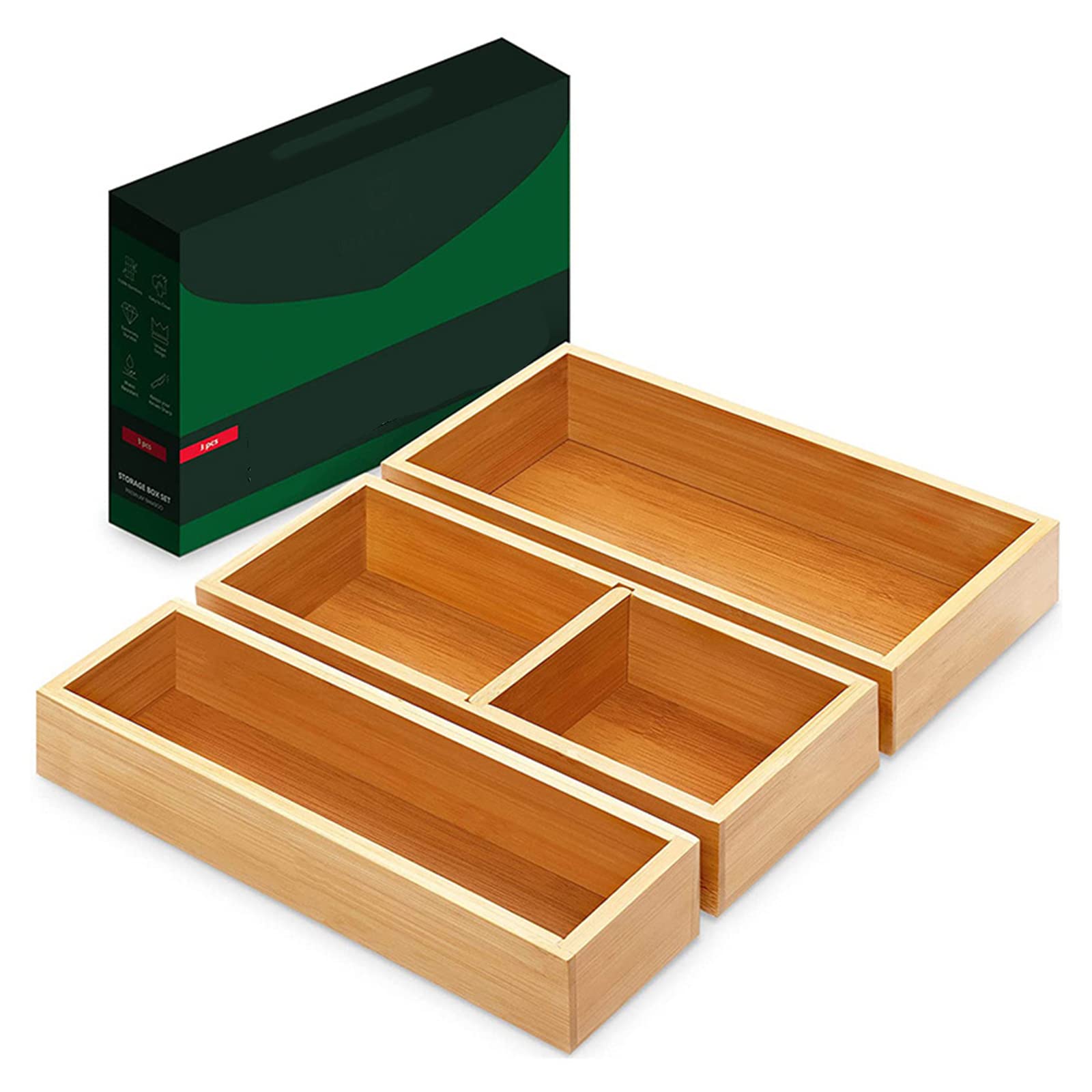 RWRAPS Cubiertos Cajón Organizador Bandeja Cubiertos Bandeja de Almacenamiento Cubiertos Divisor Utensilios Caddy para cajón de Cocina, encimera, Maquillaje, baño Organizador de Madera