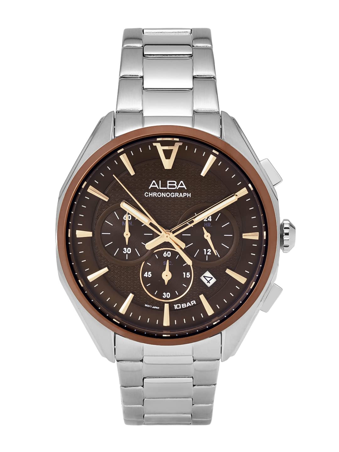 Alba Stainless Steel Men Analog Wristwatch At3H57X1, Brown Dial, Silver Band (B0BDDR8K5L) Amazon Price History, Amazon Price Tracker