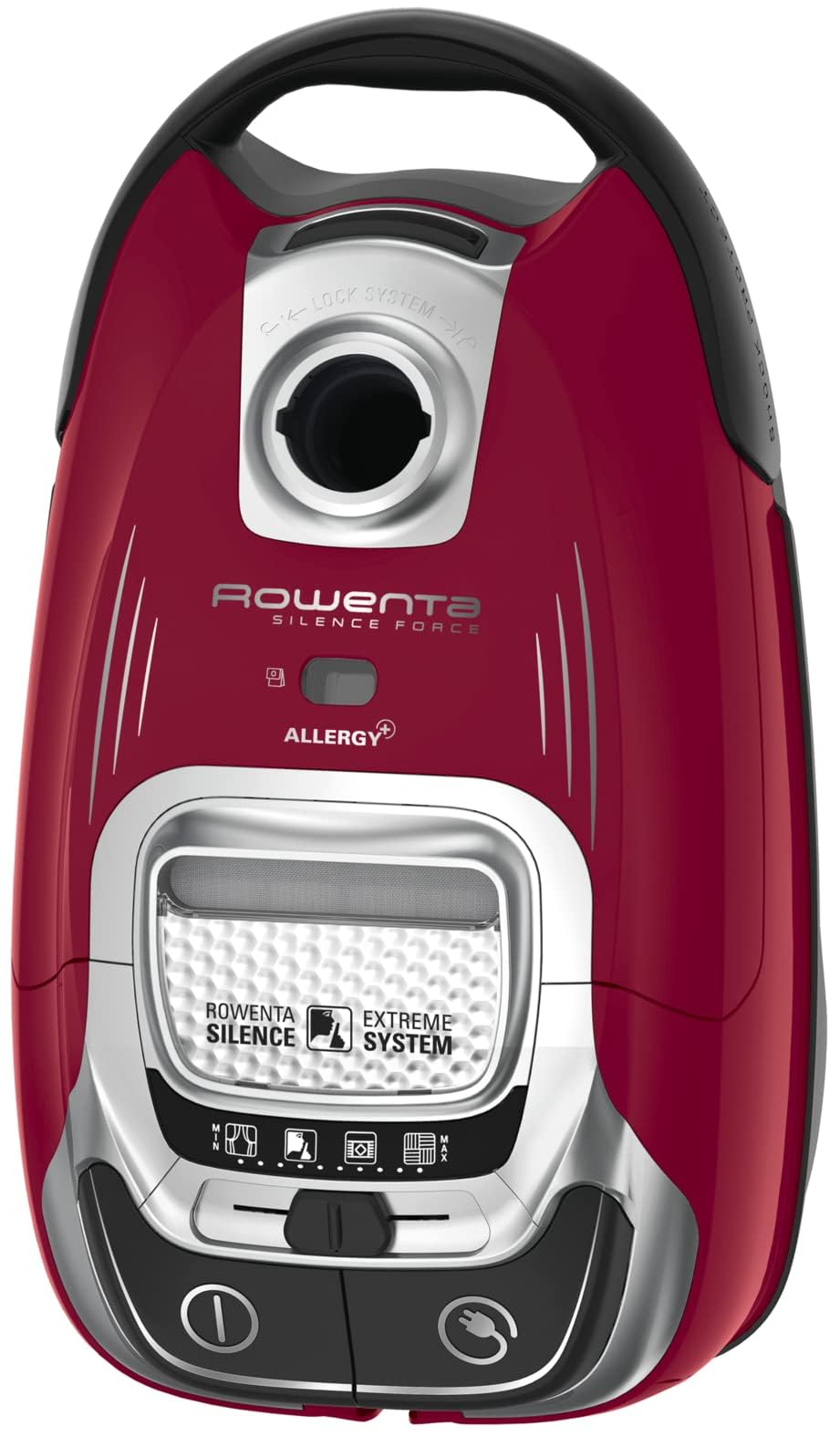 Rowenta Aspirateur avec sac, Silencieux, Performant, Basse consommation d’énergie, Haute filtration, Capacité 4,5 L, Accessoires poils d'animaux, Fabriqué en France, Silence Force, Rouge RO7473EA