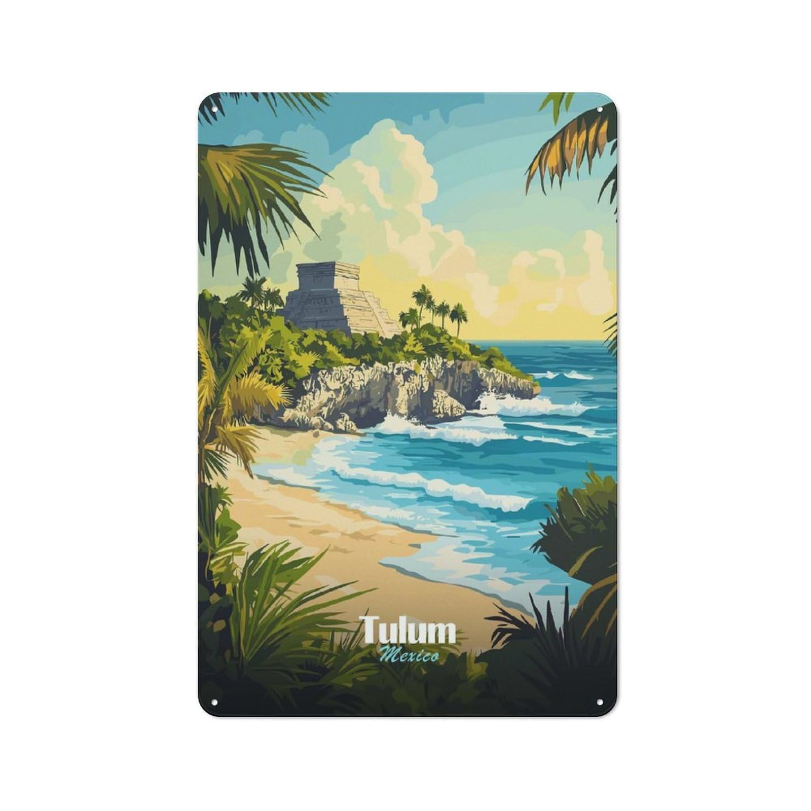 Cosy Tulum Mexico Travel Metal Plaque 30x20cm, Kitchen Wall Decor for Kitchen, Cafe, Pantry Or Dining Room