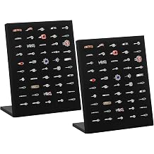 KUKUVR 2 Pcs Velvet L-Shaped Ring Earring Holder Display Stand Black